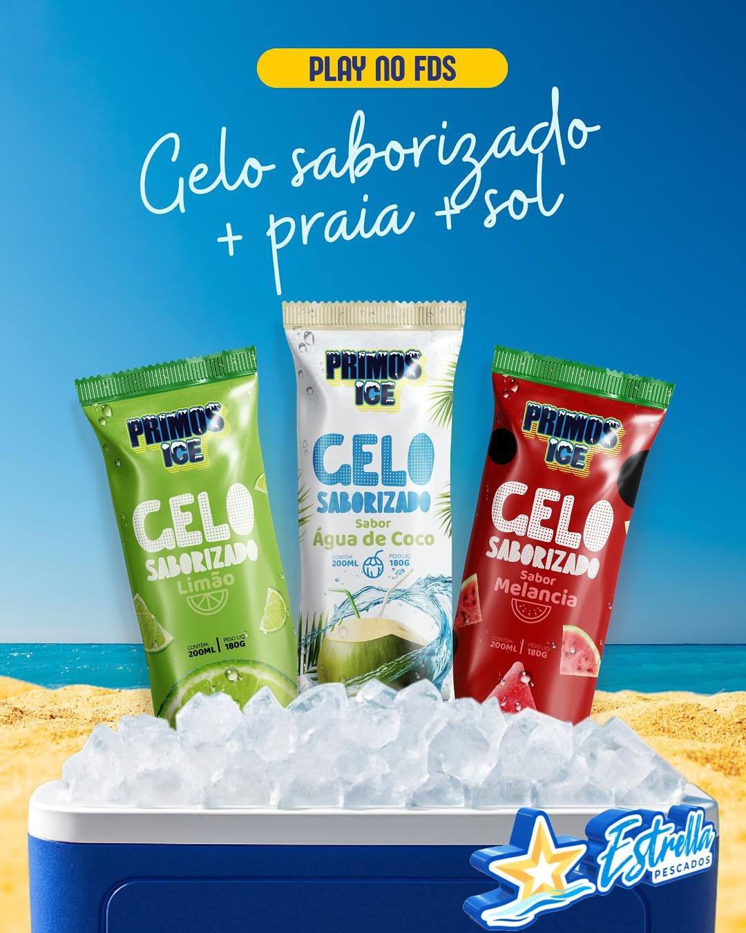 Gelo saborizado em sacos individuais para praia e sol